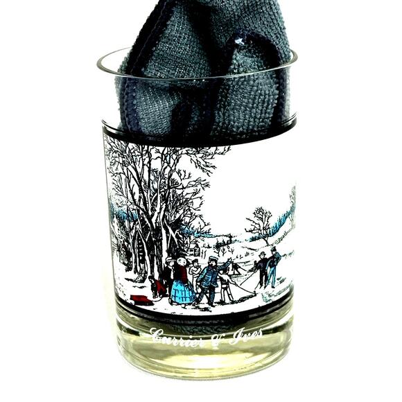 Double Old Fashioned Glass Currier & Ives Winter Pastime 1978 - Picture 7 of 7